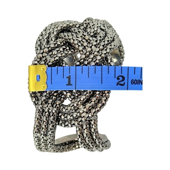 Gunmetal Wide Cuff Bracelet 7” Love Knot Ball Chain Gorpcore Braided Twist - Picture 10 of 10